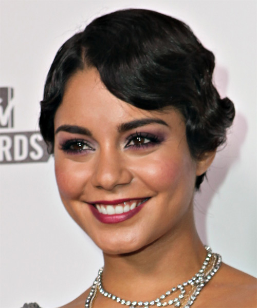 Vanessa Hudgens  Medium Curly   Black   Updo Hairstyle - side on view