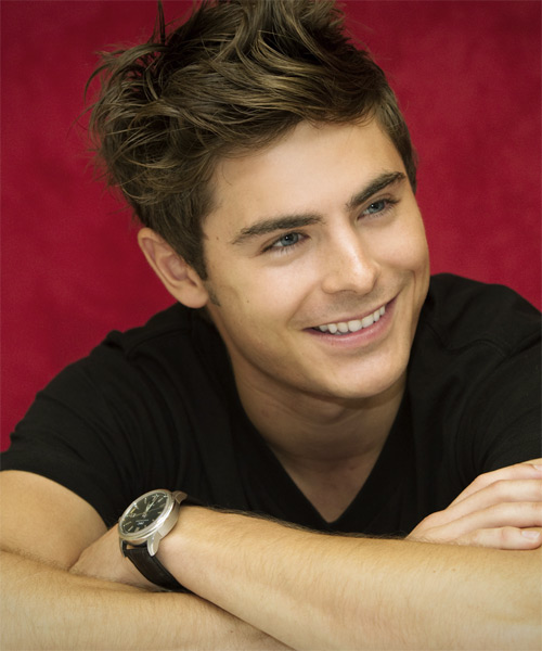 Zac Efron Short Straight    Ash Brunette   Hairstyle - side view