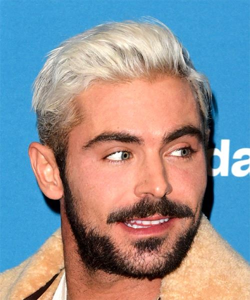 Zac Efron Short Straight   Light Platinum Blonde   Hairstyle - side on view