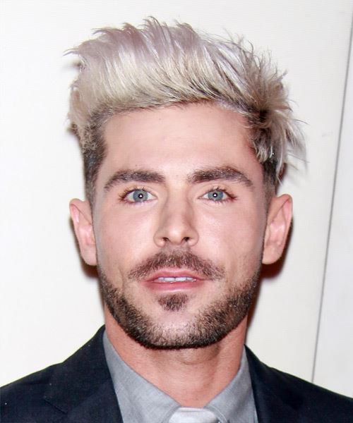Zac Efron Short Straight   Light Blonde and Black Two-Tone   Hairstyle