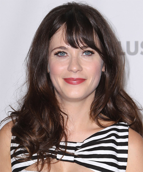 Zooey Deschanel Long Straight   Dark Chocolate Brunette   Hairstyle